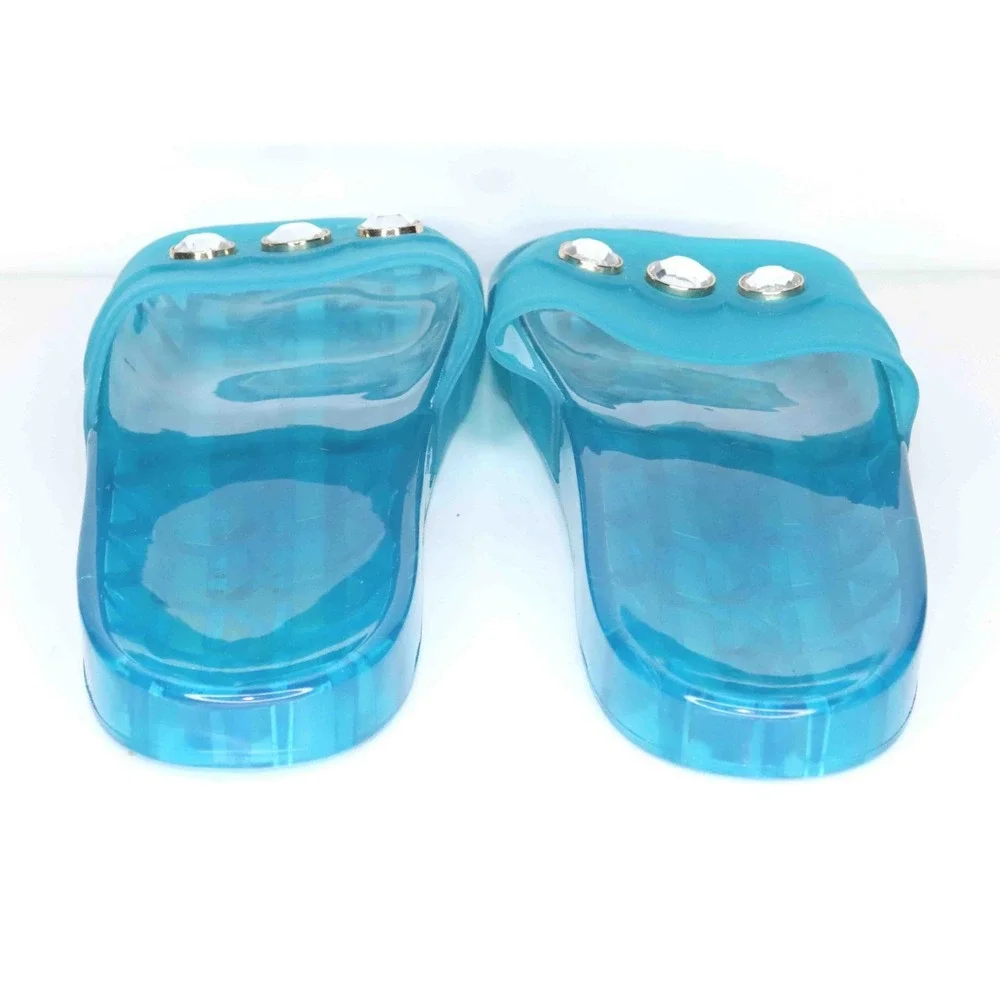 Karl Lagerfeld Blue Toni Designer Pool Sandals Diamond Comfort Slides Womens‎ 7 - Picture 4 of 8